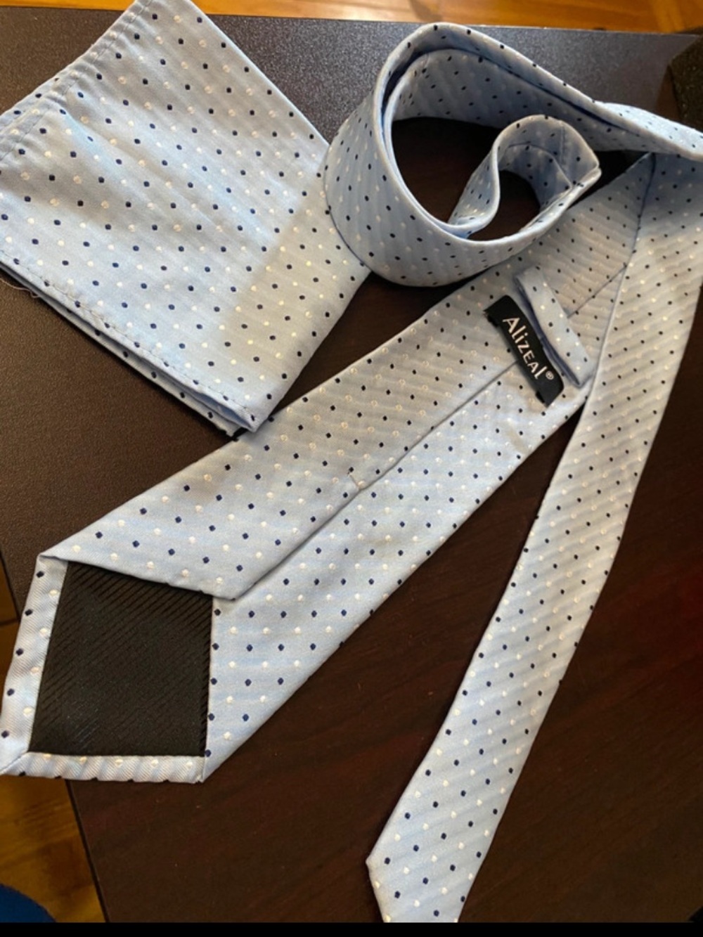 Light Blue Polka Dot Men's Tie - Classic Silk Look